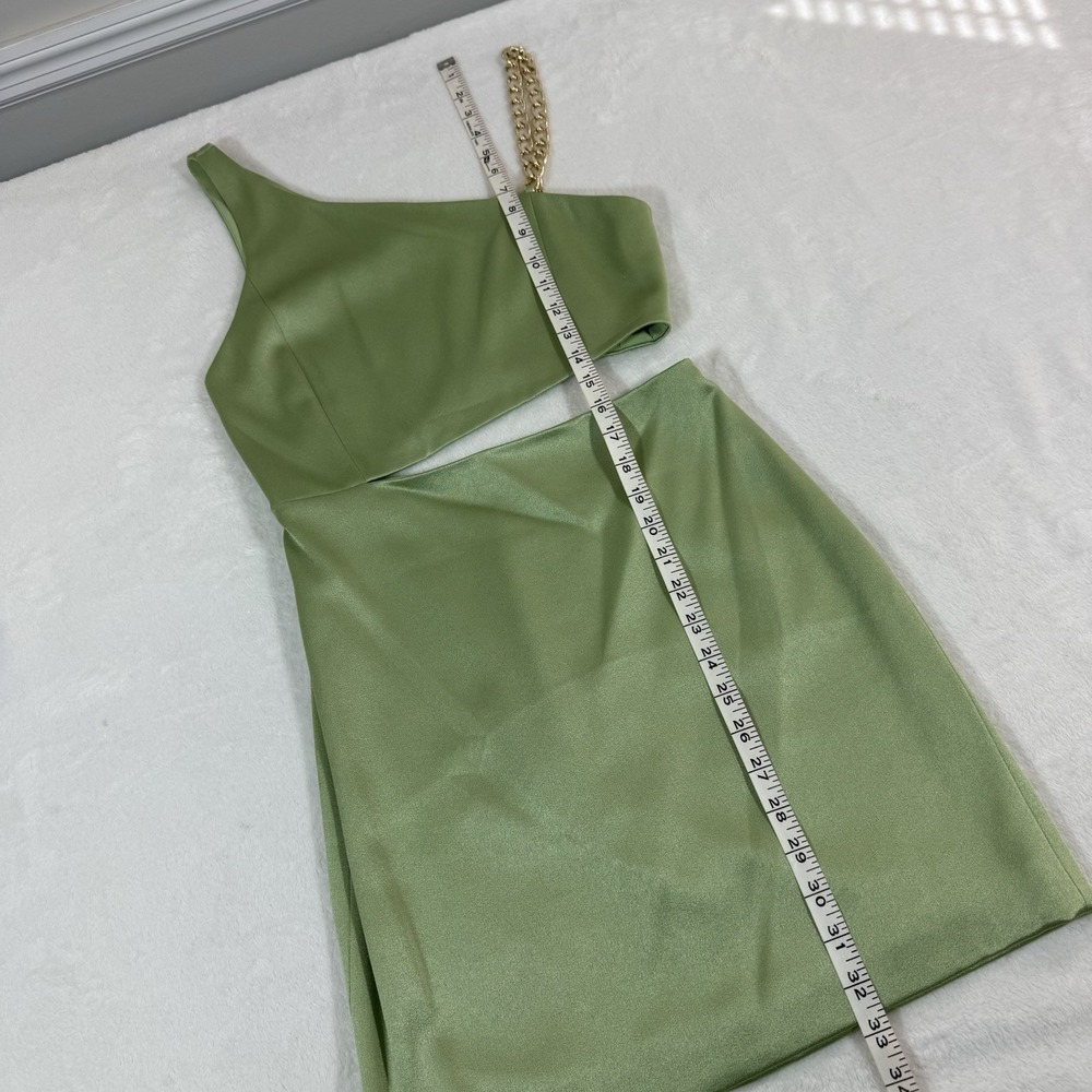 NWT Alice + Olivia Revolve Women's Green One-Shoulder Cutout Karoline Dress 2 - Picture 13 of 15